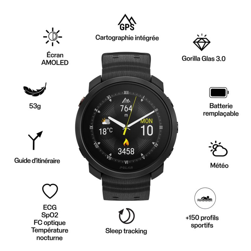 POLAR Montre GPS & Cardio Vantage M3 Noir