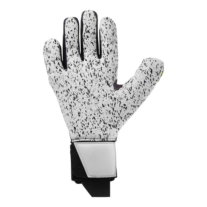 UHLSPORT Gants de gardien de football adulte Prediction Supergrip+ HN Marine, blanc et jaune