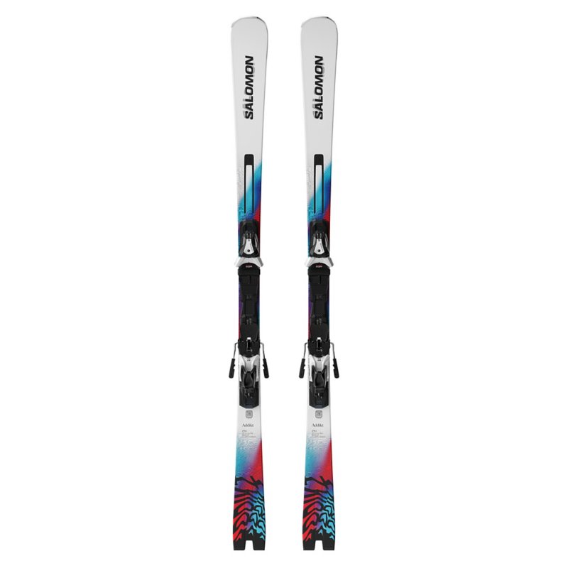 SALOMON Skis all mountain homme E Addikt + MI12 GW F80 Wh Bleu et blanc