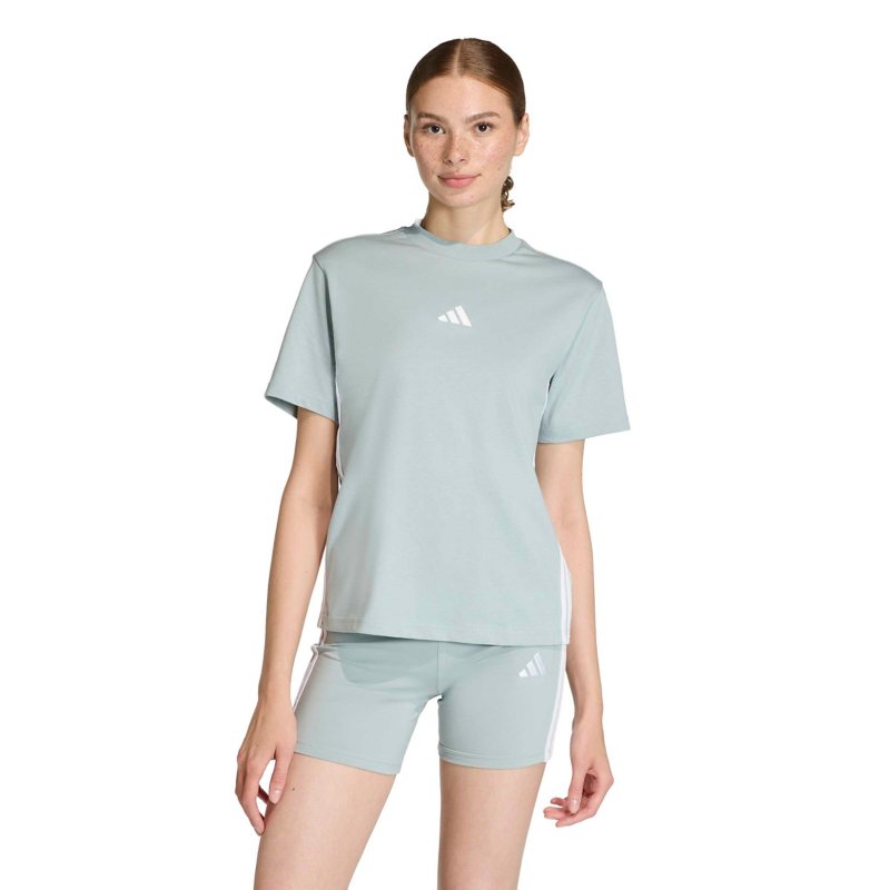 ADIDAS Tee-shirt à manches courtes femme coton 3 bandes Essentials Vert